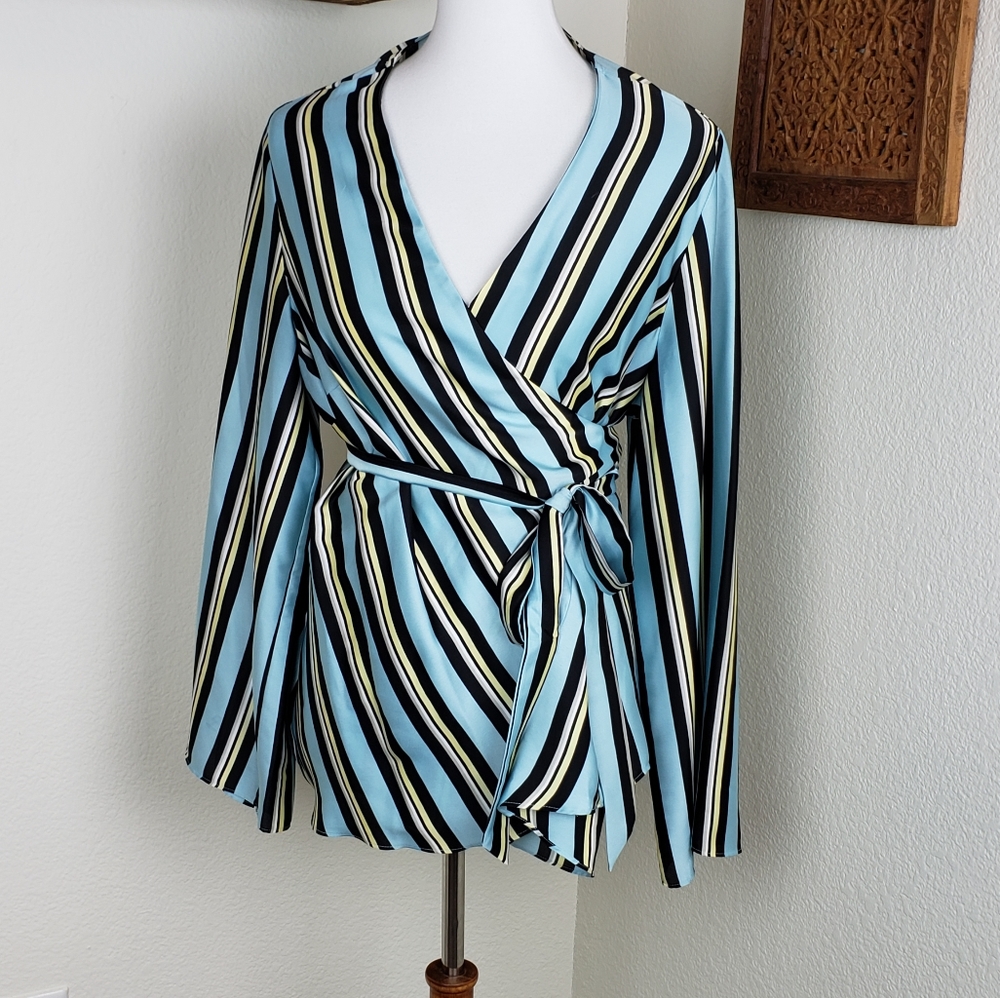 Striped wrap blouse